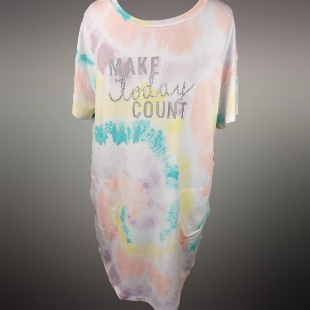 Secret Treasures- pastel midi , short sleeve nightgown with pockets